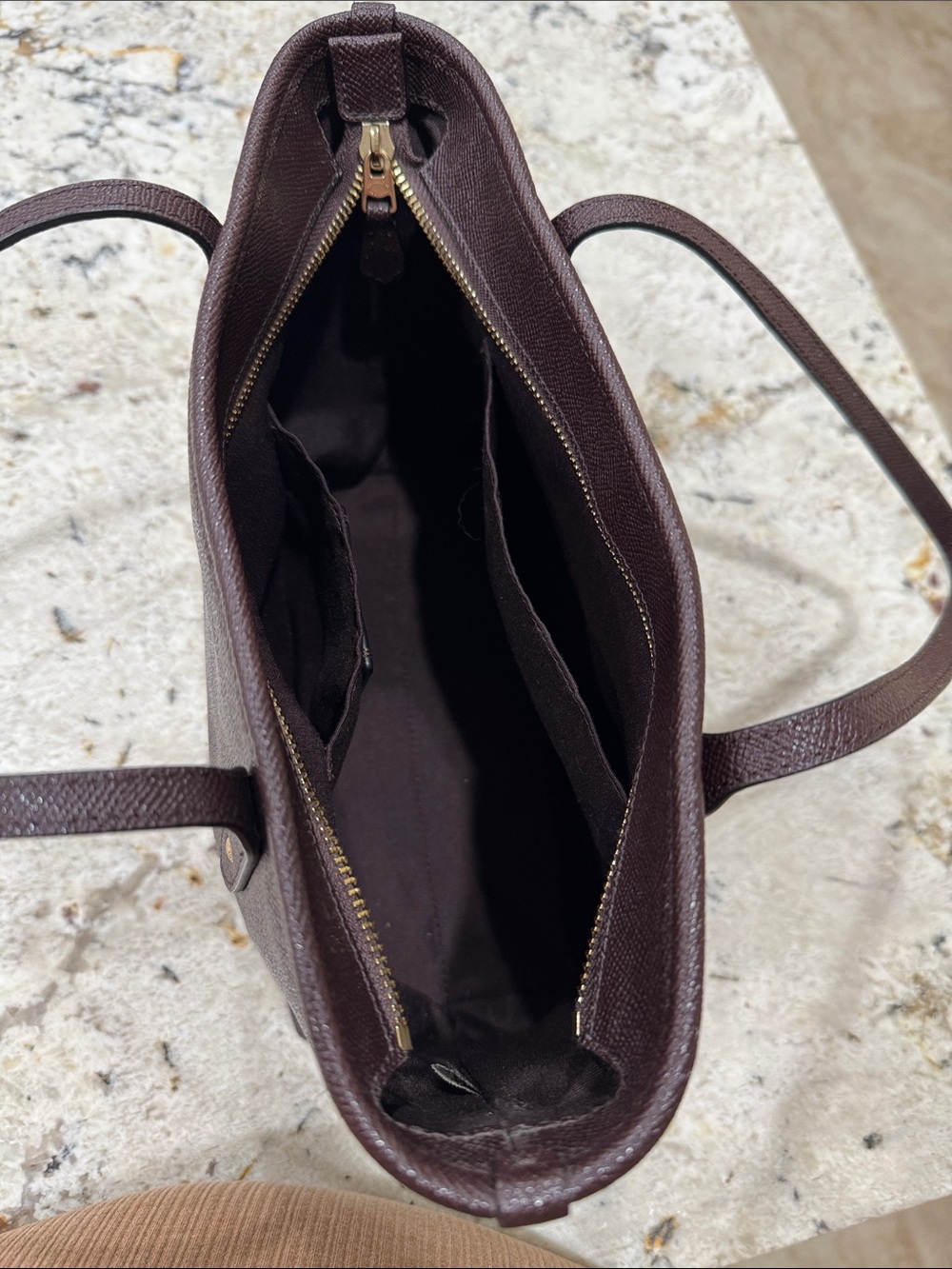 Coach Mini City Zip Top Tote Oxblood Saffiano Leather Tote with Gold Logo - Picture 4 of 7